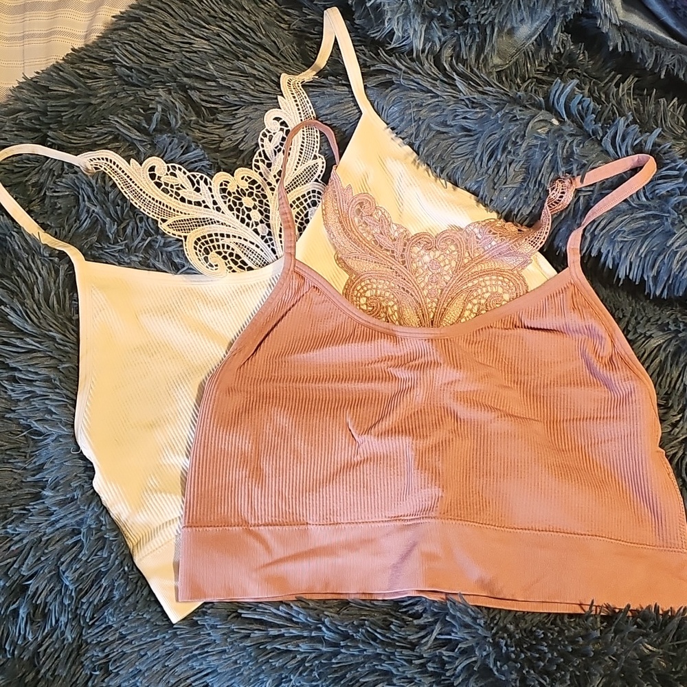 Dusty Rose & White Bralettes